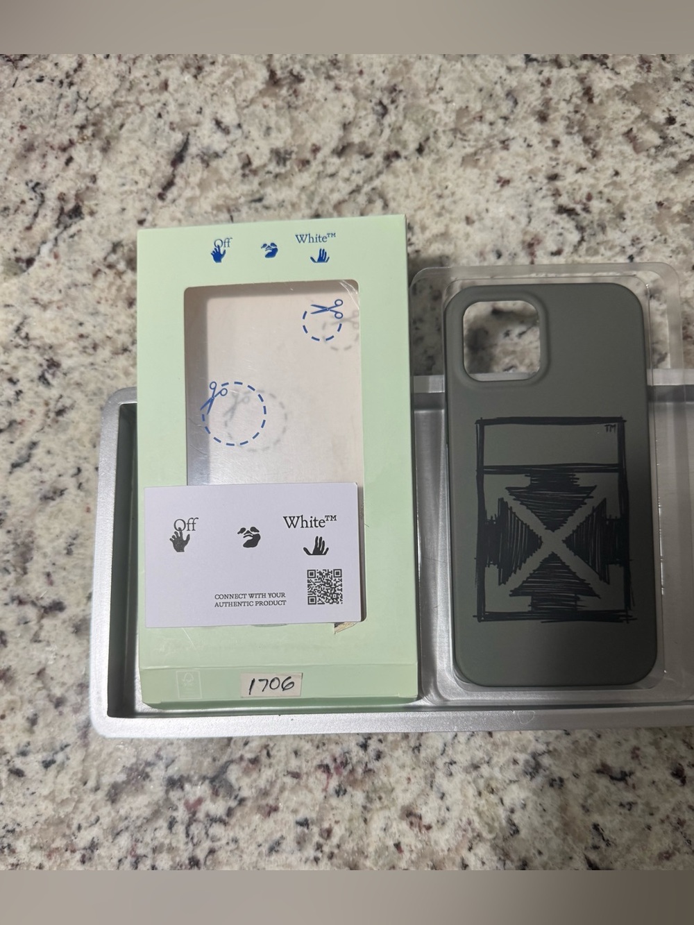 Off-White Negative Mark iPhone 12 Pro Max case Green & Black NWT iPhone Case